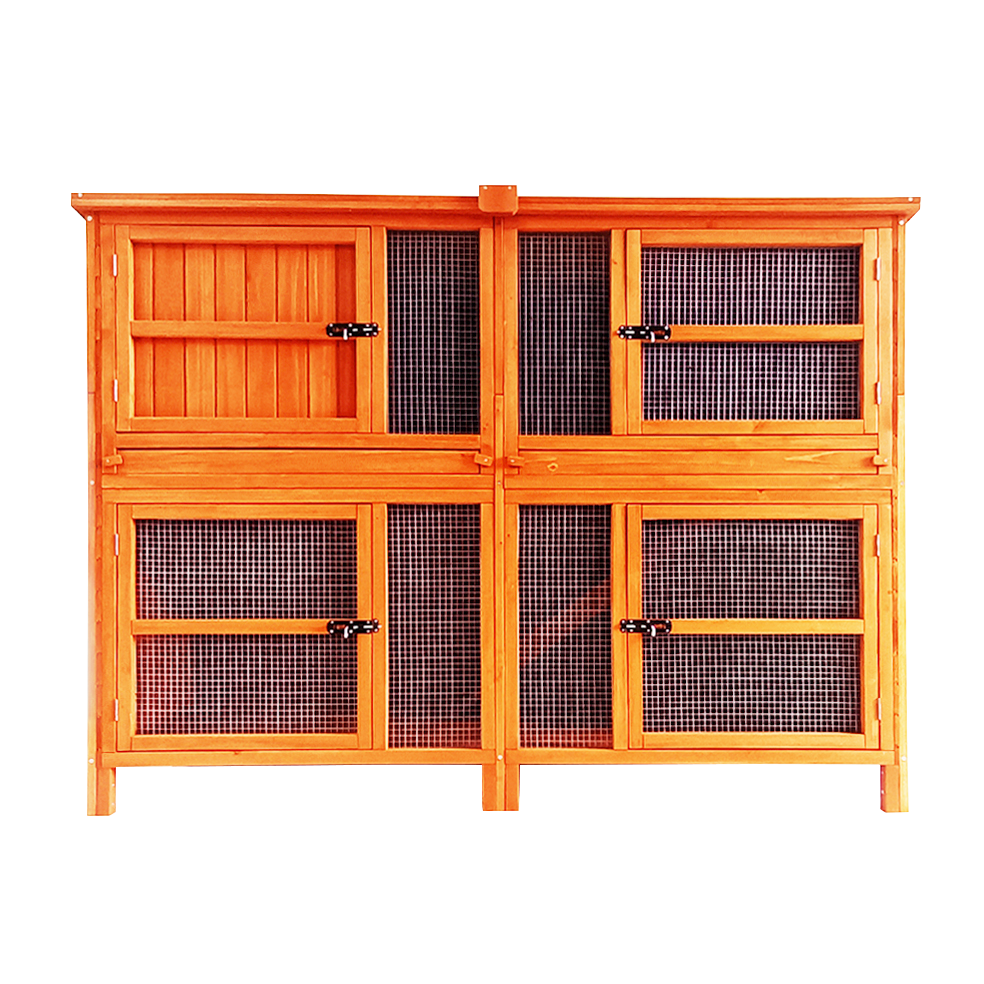 6 Ft Double Hutch Secure Spacious Rabbit Small Animal Home Scratch and Newton