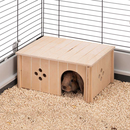 Wooden Rabbit and Guinea Pig Hideaway